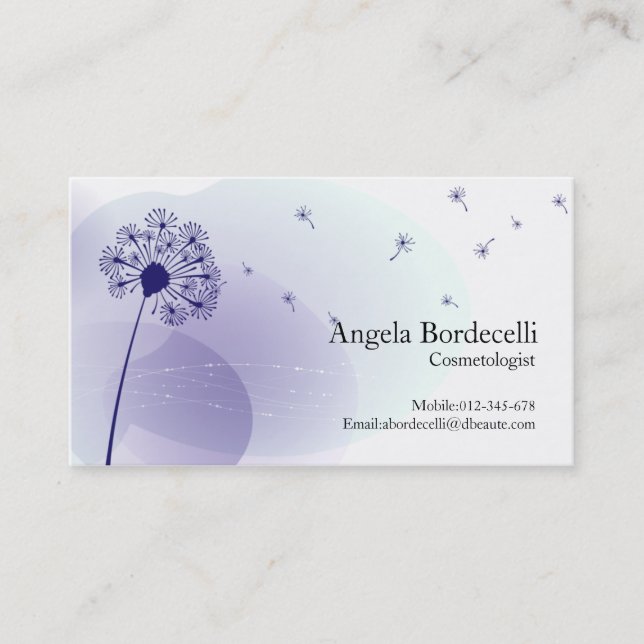 Kosmetologe Business Card Gentle Dandelion Visitenkarte (Vorderseite)