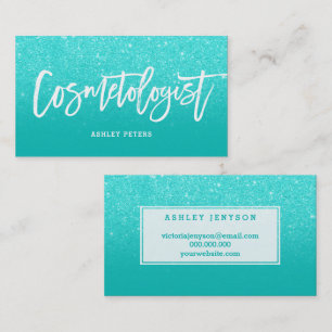 Kosmetologe elegante Typografie Imitats Aqua Glitz Visitenkarte