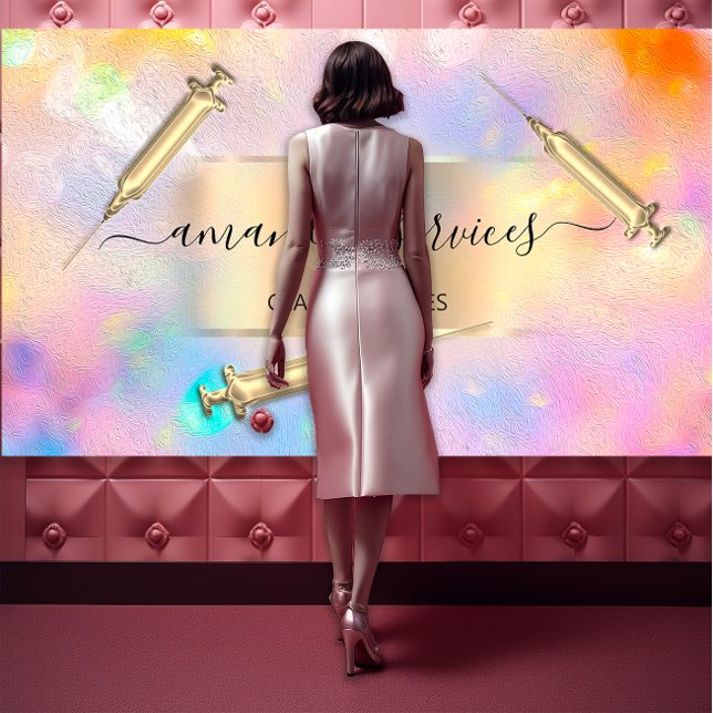 Kosmetologe Spritze Botox B12 QRCode Holograph Visitenkarte (Cosmetologist Syringe Botox B12 QRCode Holograph Business Card)