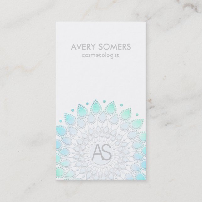 Kosmetologe Verzierte Leaf Motif White Modern Visitenkarte (Vorderseite)