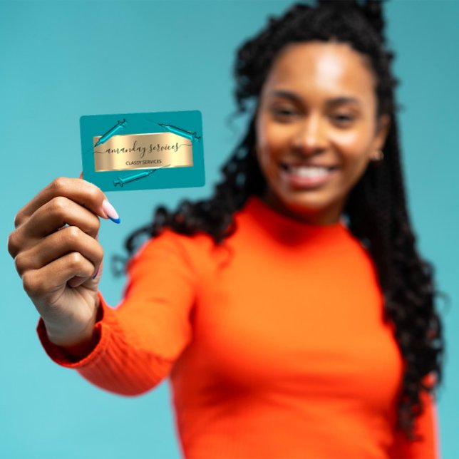 Kosmetologin Spritze Botox B12 QRCode Blue Ocean Visitenkarte (Von Creator hochgeladen)