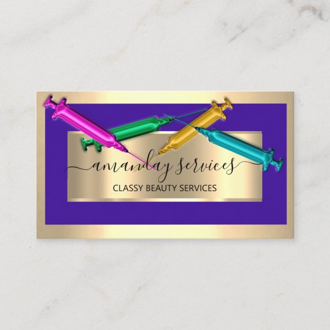 Kosmetologin Spritze Botox B12 QRCode Blue Visitenkarte (Vorderseite)