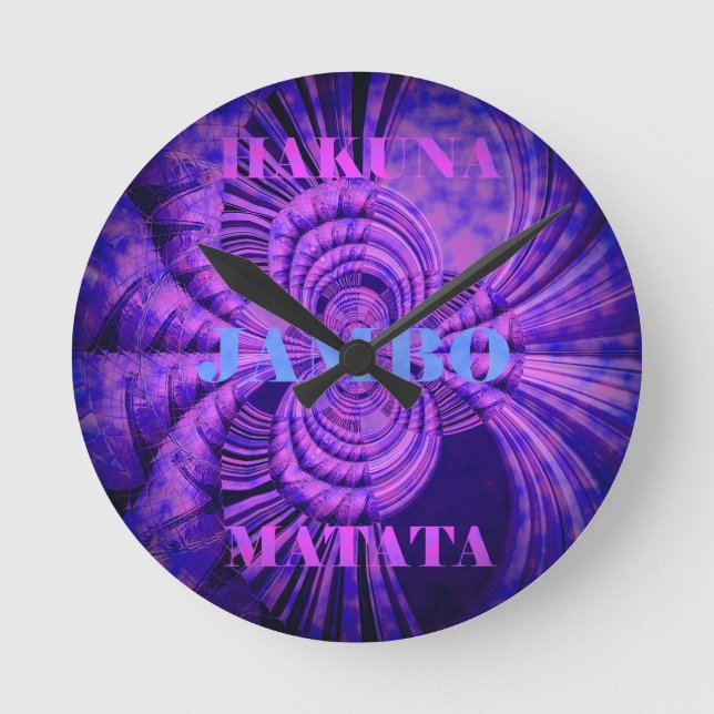 Kosmic Hakuna Art Print Runde Wanduhr (Vorderseite)