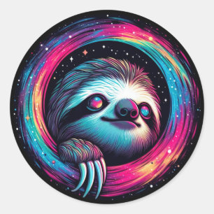 Kosmic Sloth Galaxy Art Runder Aufkleber