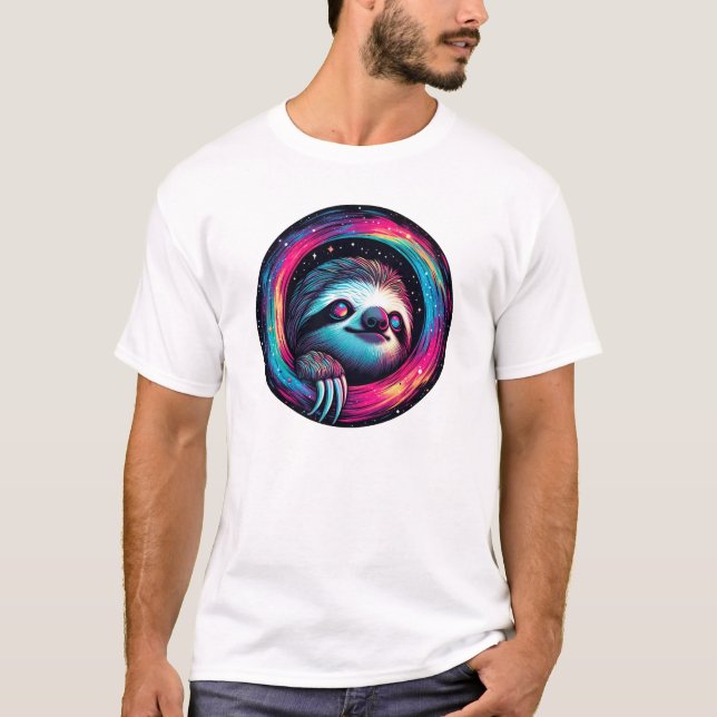 Kosmic Sloth Galaxy Art T-Shirt (Vorderseite)