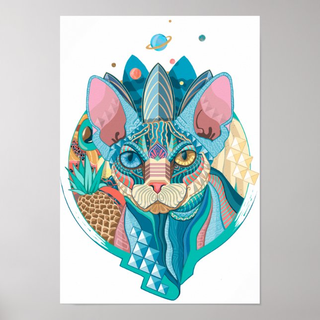 Kosmic Sphynx Cat Poster (Vorne)