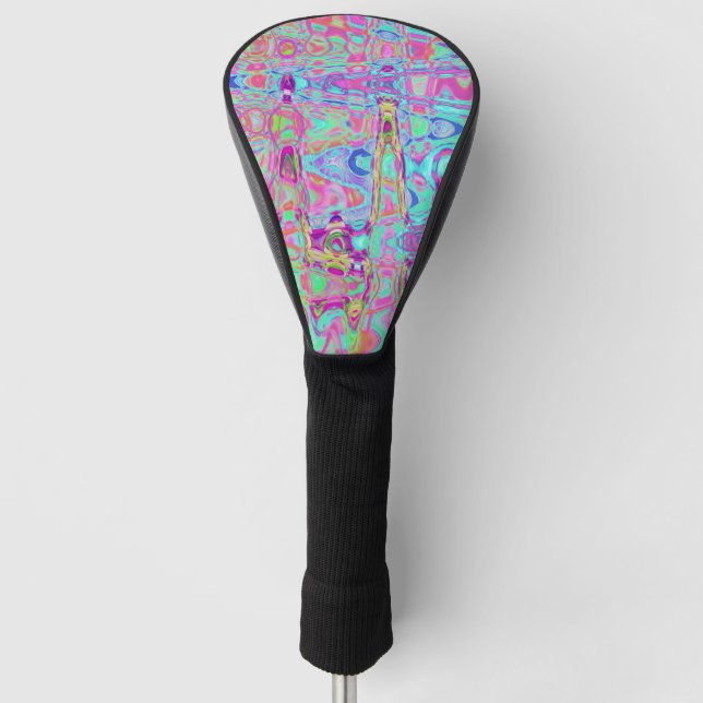kosmisch, Abstrakt, Aqua, Hot Pink, Retro, Rippel, Golf Headcover (Vorderseite)