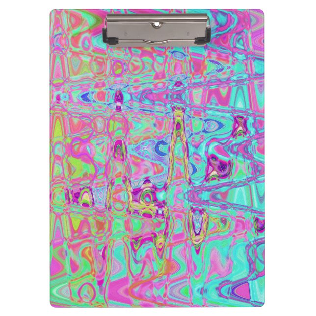 kosmisch, Abstrakt, Aqua, Hot Pink, Retro, Rippel, Klemmbrett (Vorderseite)