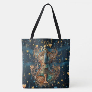 Kosmisch Blau und Gold Rokoko Violine Große Tasch