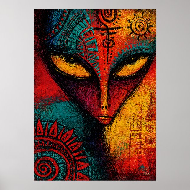 Kosmische Alien-Geist-Abstrakte Kunst – Expression Poster (Vorne)