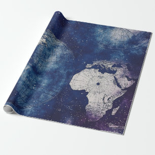 Kosmische Antiquarische Weltkarte in Violett Geschenkpapier