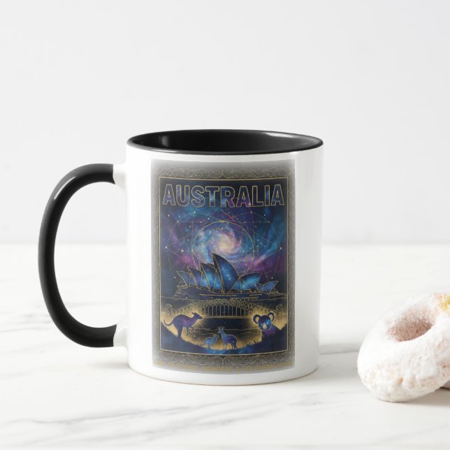 Kosmische Australien Sydney Himmels Kunst Tasse (Mit Donut)
