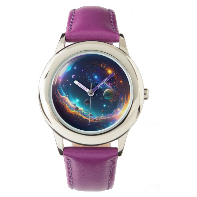 Kosmische Blase Galaxie Fantasy Art Armbanduhr (Vorderseite)