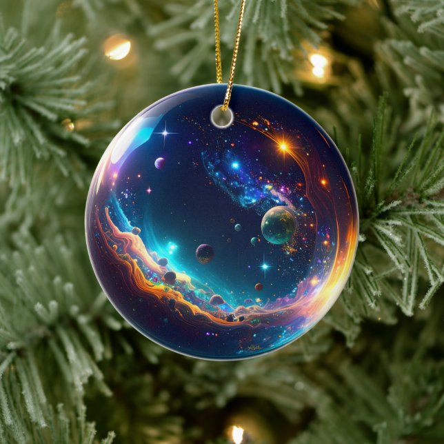 Kosmische Blase Galaxie Fantasy Art Keramik Ornament (Baum)