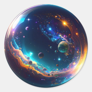 Kosmische Blase Galaxie Fantasy Art Runder Aufkleber