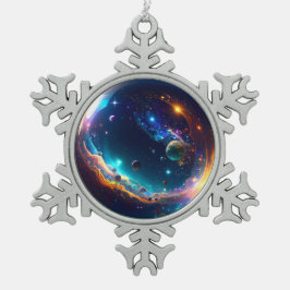 Kosmische Blase Galaxie Fantasy Art Schneeflocken Zinn-Ornament