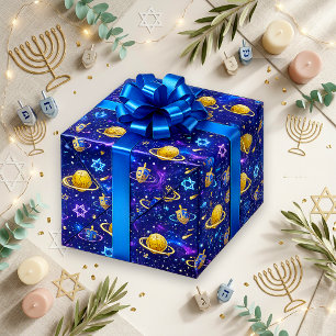 Kosmische Blaue Galaxie Chanukka Geschenkpapier