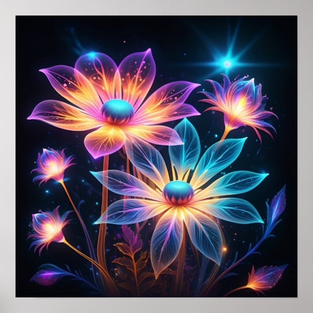 Kosmische Blume Psychedelic Art Poster (Vorne)