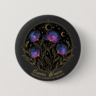 Kosmische Blüten – Himmlisches Blumenmandala Blume Button