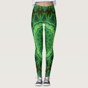 Kosmische Brokkoli-Schwarz-Licht-Rave Leggings