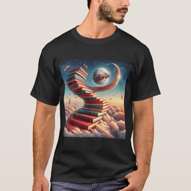 Kosmische Buchtreppe â€“ Surrealer Fantasyhimmel T-Shirt (Vorderseite)