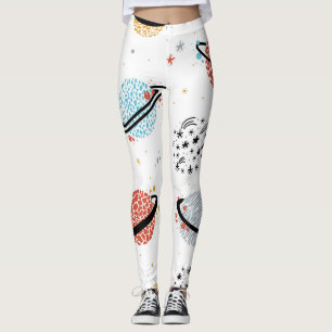 Kosmische Cartoon: Vintage Weltraumwunder Leggings