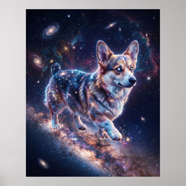 Kosmische Corgi Milchstraßen-Galaxie-Kunst Poster (Vorne)