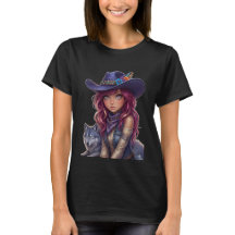 Kosmische Cowgirl & Spirit Wolf Watercolor-Magie