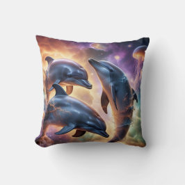 Kosmische Delphine und Quallen im Weltraum Kissen