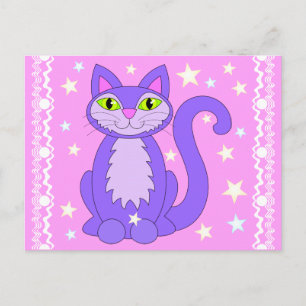 Kosmische Design-Katze Sterne Cartoon-Kunst Postka Postkarte