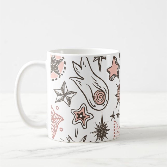 Kosmische Doodles: Sterne und Kometen Kaffeetasse (Links)