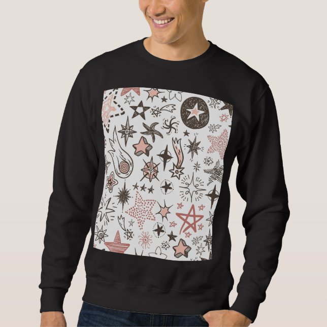 Kosmische Doodles: Sterne und Kometen Sweatshirt (Vorderseite)