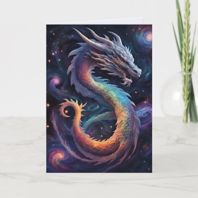 kosmische Drachen-Grußkarte Karte (Vorderseite)