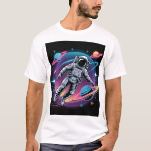 Kosmische Drift - Astronaut in Neon Galaxy T-Shirt