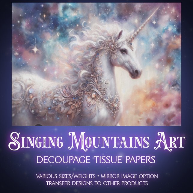 Kosmische Einhorn-Traumlandschafts-Decoupage Seidenpapier (Von Creator hochgeladen)