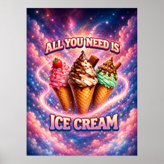 Kosmische Eiscreme-Kegel-Kunst Poster