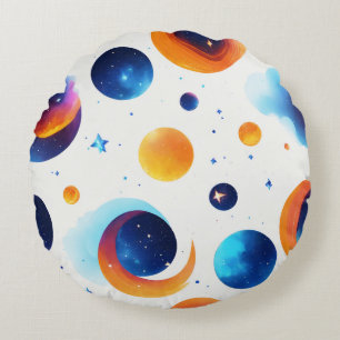 Kosmische Elegante: Minimal Blue Fire Galaxy Stern Rundes Kissen
