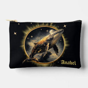 Kosmische Eleganz, der goldene, schwarze Wal Zubehörtasche