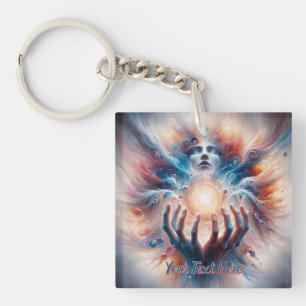 Kosmische Energie, die von den Händen übernommen w Schlüsselanhänger