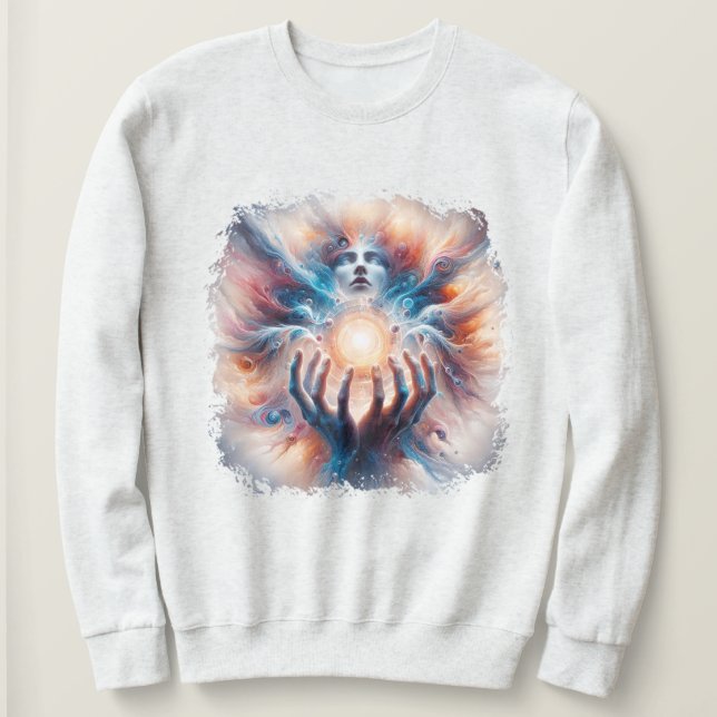 Kosmische Energie, die von den Händen übernommen w Sweatshirt (Design vorne)