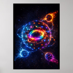 Kosmische Energieportal-Regenbogengalaxie-Kugel – Poster