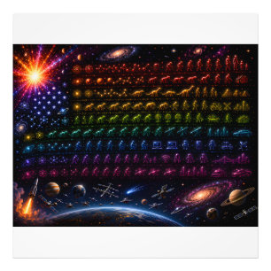 Kosmische Evolution der amerikanischen Flagge Ur Fotodruck