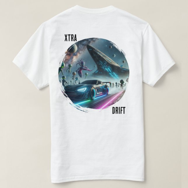Kosmische Extra-Drift-Straßen-Energie T-Shirt (Design Rückseite)