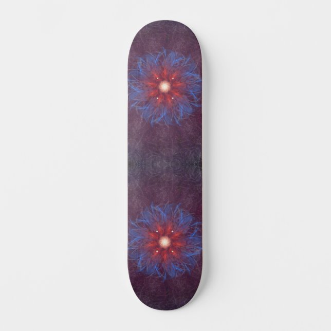 Kosmische Flammenexplosion Mandala Skateboard (Vorderseite)
