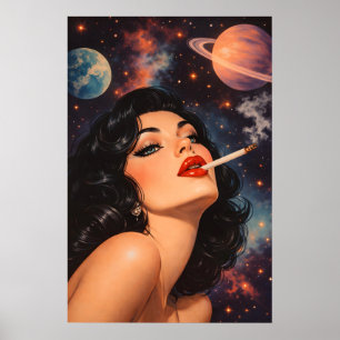 Kosmische Frauenplakat, Retro-Glamour-Porträt-Druc Poster