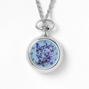 Kosmische Funken Schmetterlinge Blau Armbanduhr