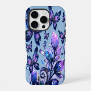 Kosmische Funken Schmetterlinge Blau iPhone 16 Pro Hülle