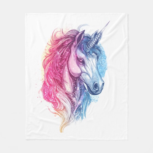 Kosmische Galaxie Einhorn (1) Fleecedecke (Vorderseite)