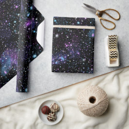 Kosmische Galaxie gemustert schwarzer Glitter-Mix Geschenkpapier