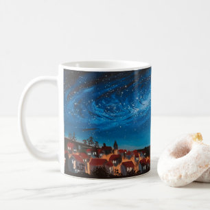 Kosmische Galaxie Himmel über Village Tasse